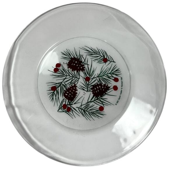1993 Dayton Hudson Holiday Pine Cone Glass Plate Vintage Christmas - Picture 10 of 16